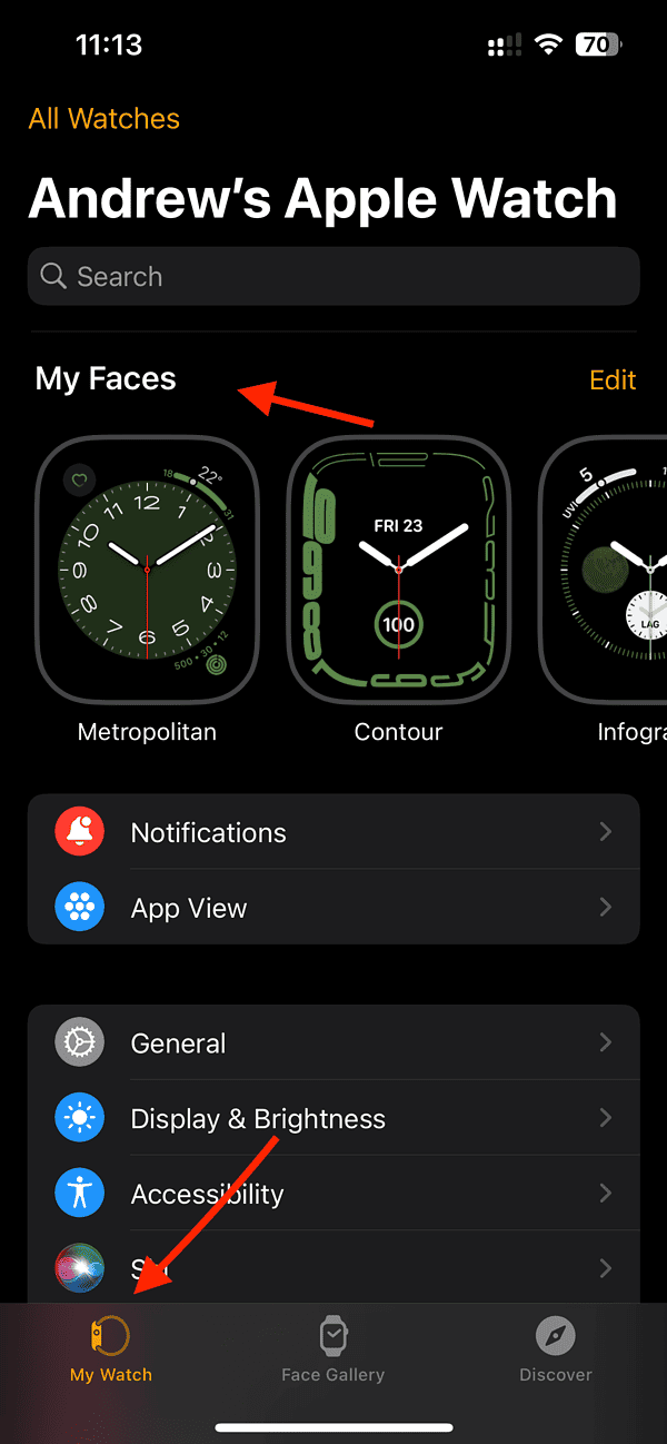 My Watch Menu