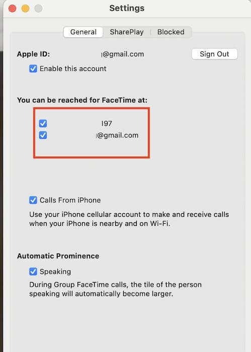 Configuring Contact Details on Mac FaceTime
