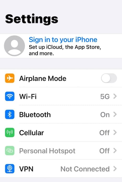 No Apple ID Sign in to your iCloud Account